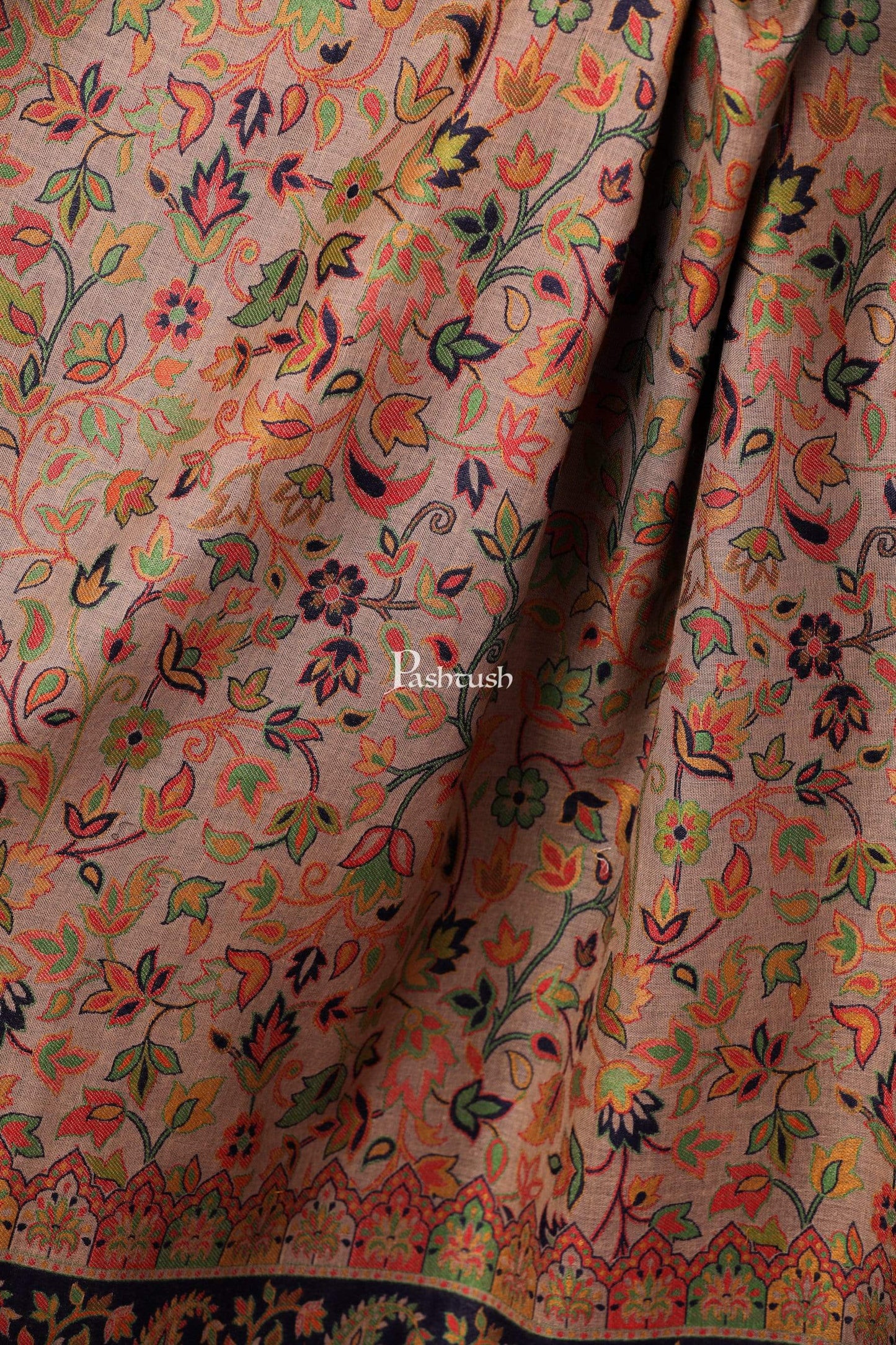 Pashtush Shawl Store Shawl Pashtush Womens Kaani Shawl, Faux Pashmina, Soft and Warm, Beige and Black