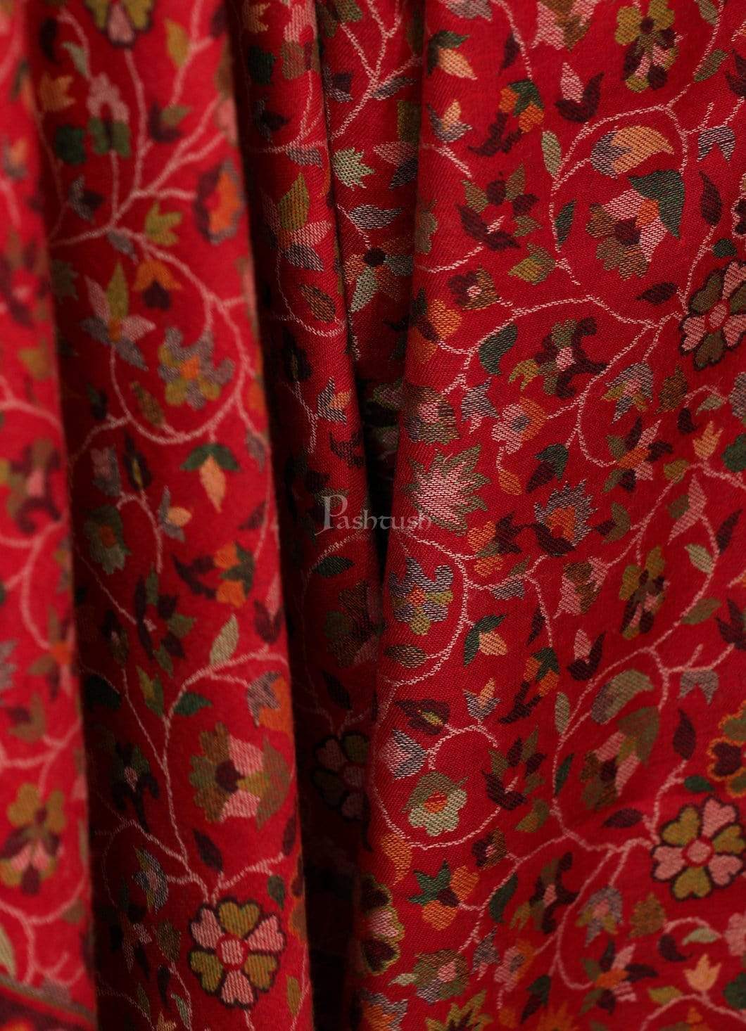 Pashtush India 100x200 Pashtush Womens Kaani Shawl, Faux Pashmina, Soft and Warm, Crimson
