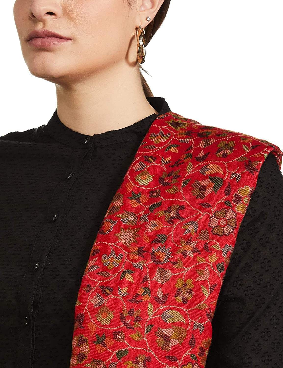 Pashtush India 100x200 Pashtush Womens Kaani Shawl, Faux Pashmina, Soft and Warm, Crimson
