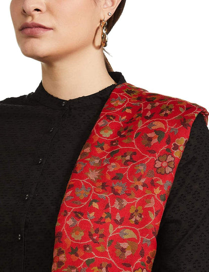 Pashtush India 100x200 Pashtush Womens Kaani Shawl, Faux Pashmina, Soft and Warm, Crimson