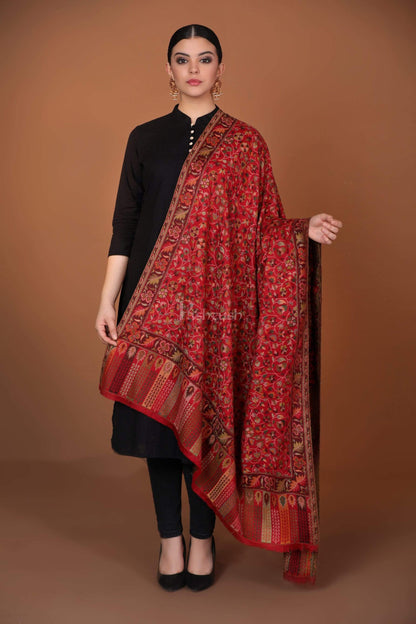 Pashtush India 100x200 Pashtush Womens Kaani Shawl, Faux Pashmina, Soft and Warm, Crimson