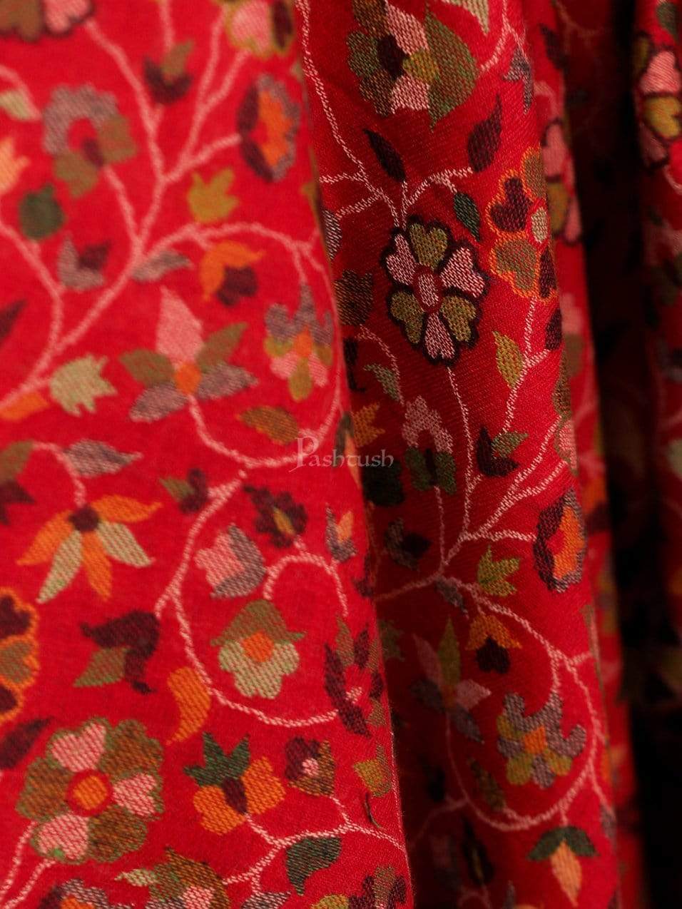 Pashtush India 100x200 Pashtush Womens Kaani Shawl, Faux Pashmina, Soft and Warm, Crimson