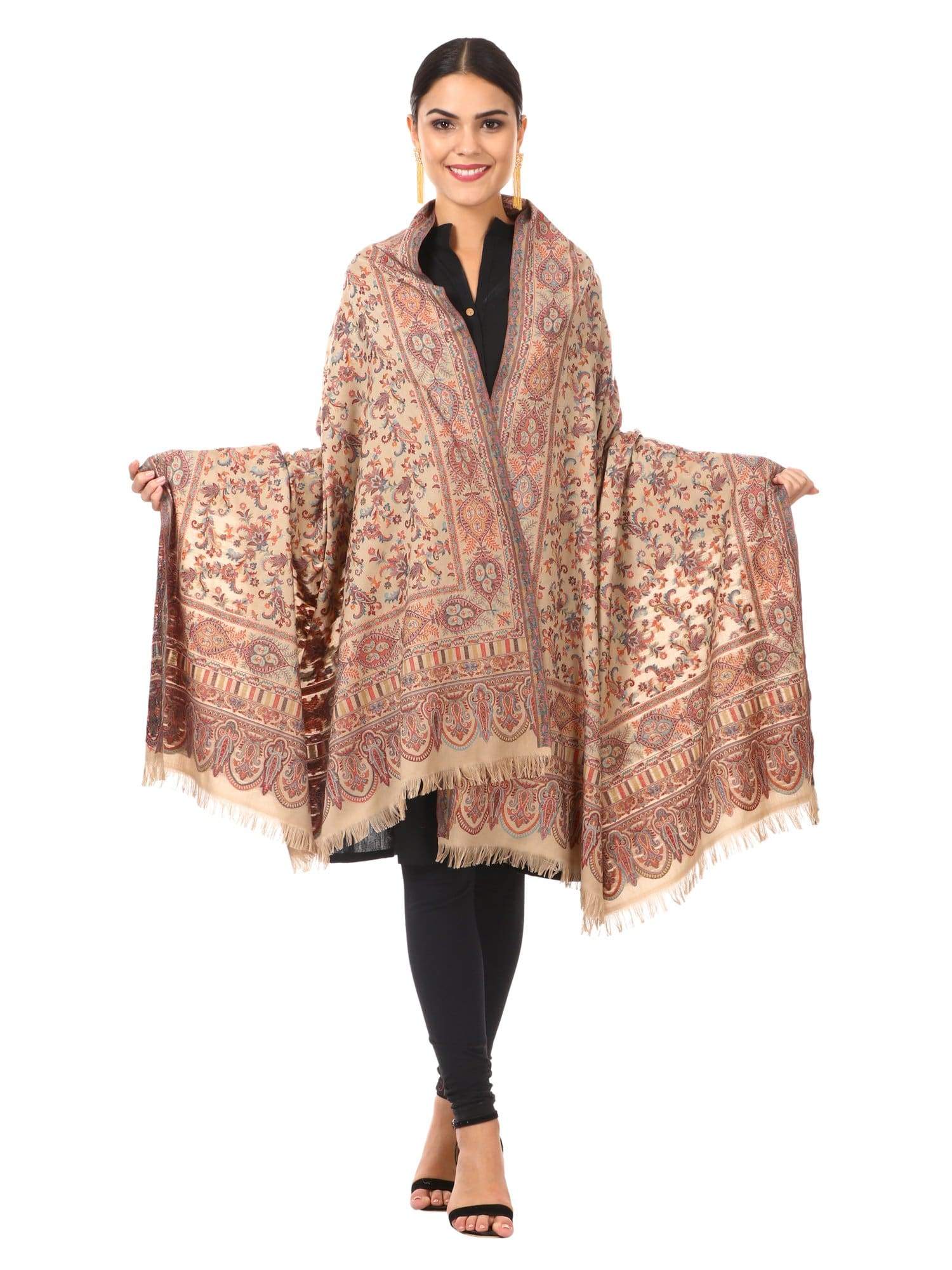Pashtush Store Shawl Pashtush womens Kaani Shawl, Faux Pashmina, Soft and Warm (Dark taupe)