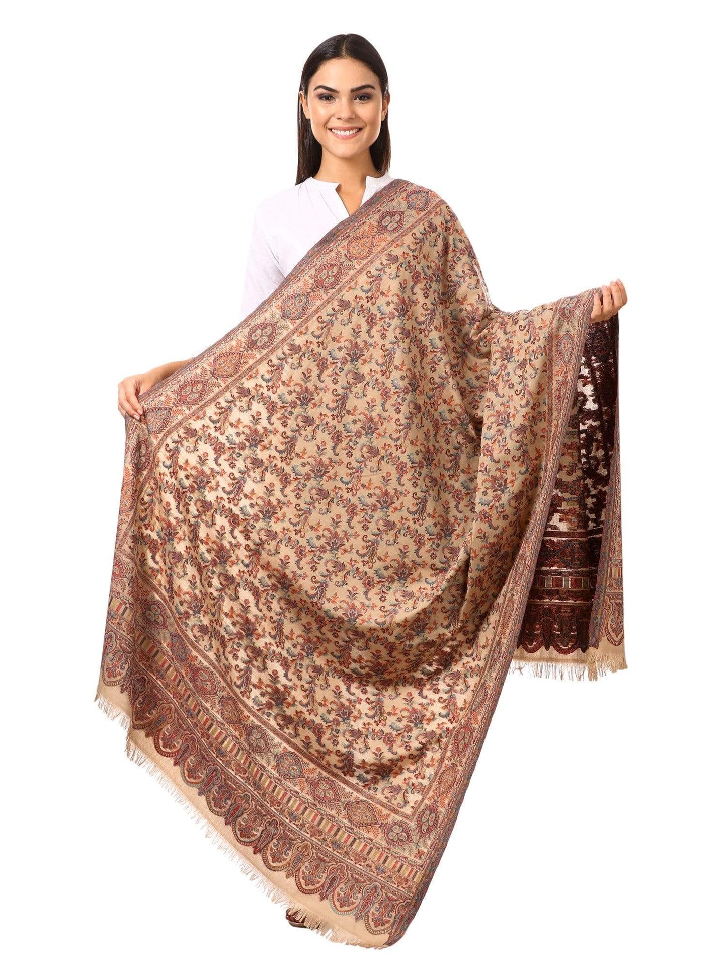 Pashtush Store Shawl Pashtush womens Kaani Shawl, Faux Pashmina, Soft and Warm (Dark taupe)