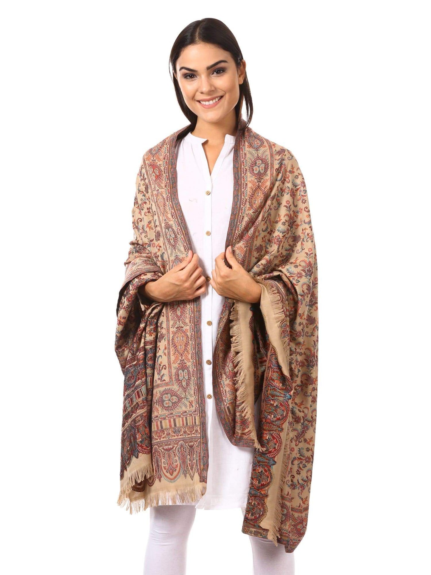 Pashtush Store Shawl Pashtush womens Kaani Shawl, Faux Pashmina, Soft and Warm (Dark taupe)