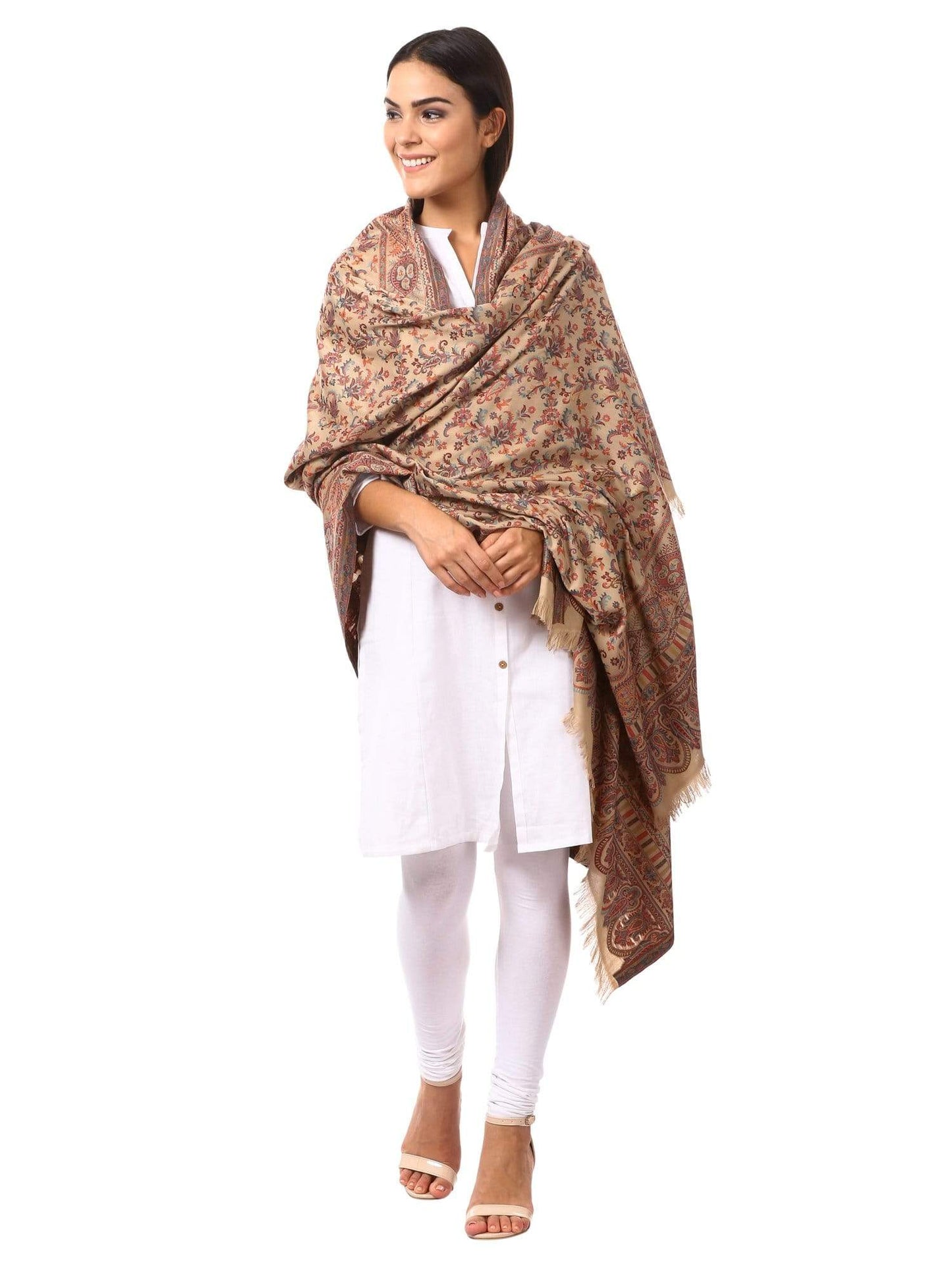 Pashtush Store Shawl Pashtush womens Kaani Shawl, Faux Pashmina, Soft and Warm (Dark taupe)