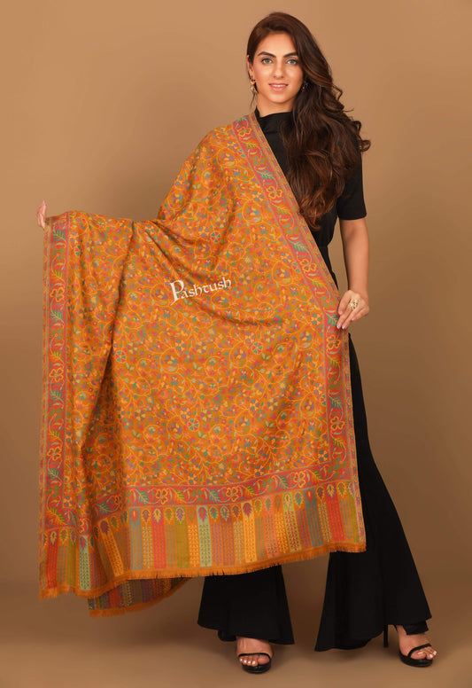 Pashtush India 100x200 Pashtush Womens Kaani Shawl, Faux Pashmina, Soft and Warm, Kashmiri Mustard