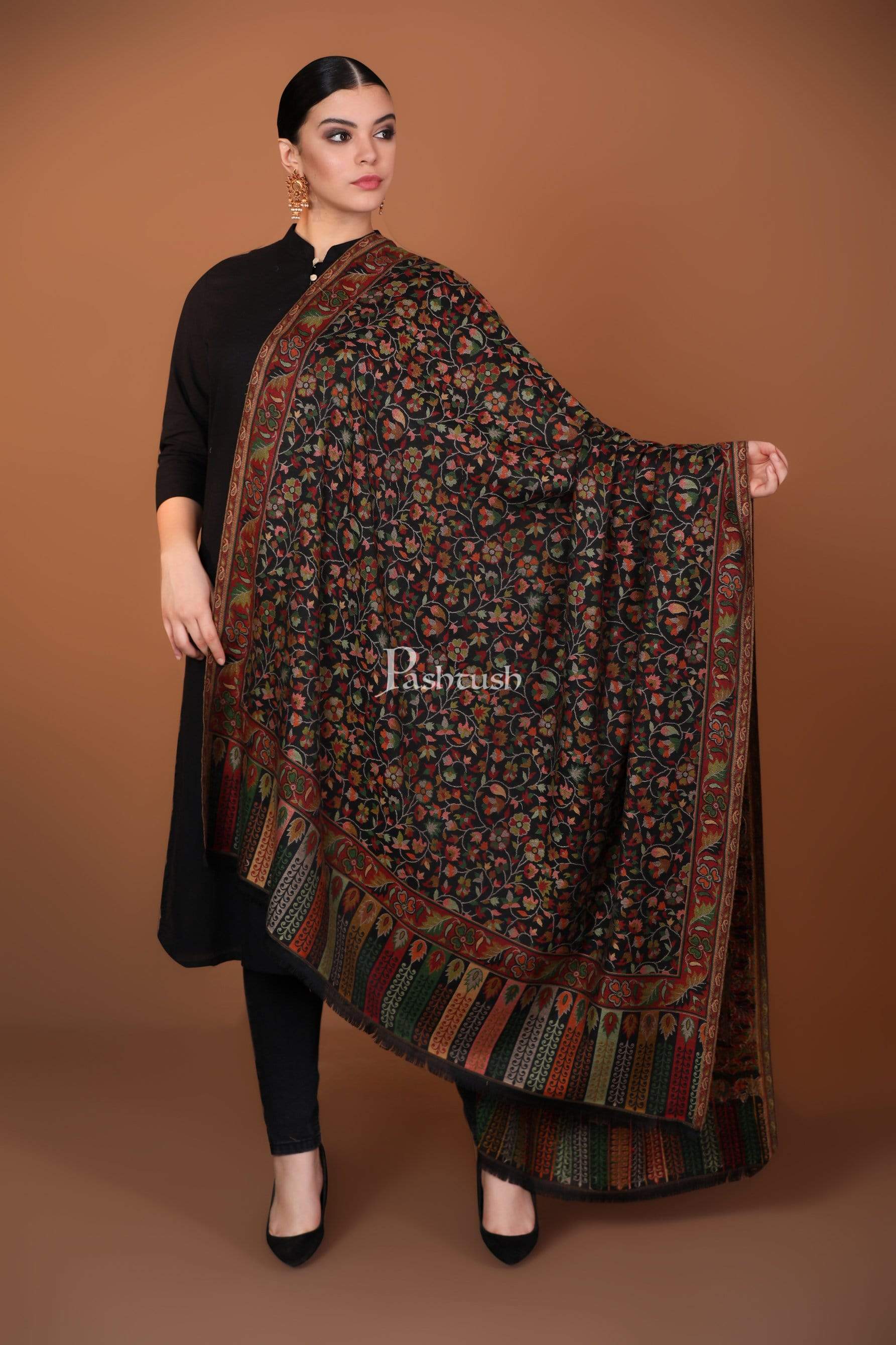 Pashtush India 100x200 Pashtush Womens Kaani Shawl, Faux Pashmina, Soft and Warm, Multi coloured