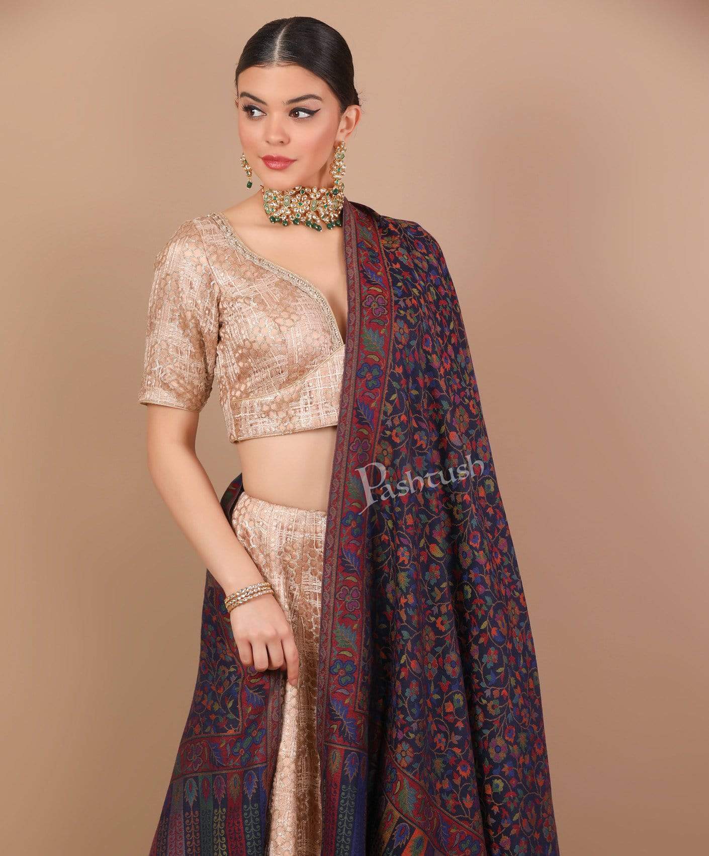 Pashtush India 100x200 Pashtush Womens Kaani Shawl, Faux Pashmina, Soft and Warm, Multi coloured