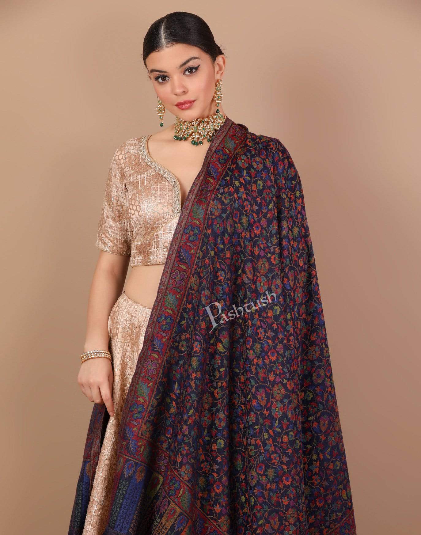 Pashtush India 100x200 Pashtush Womens Kaani Shawl, Faux Pashmina, Soft and Warm, Multi coloured