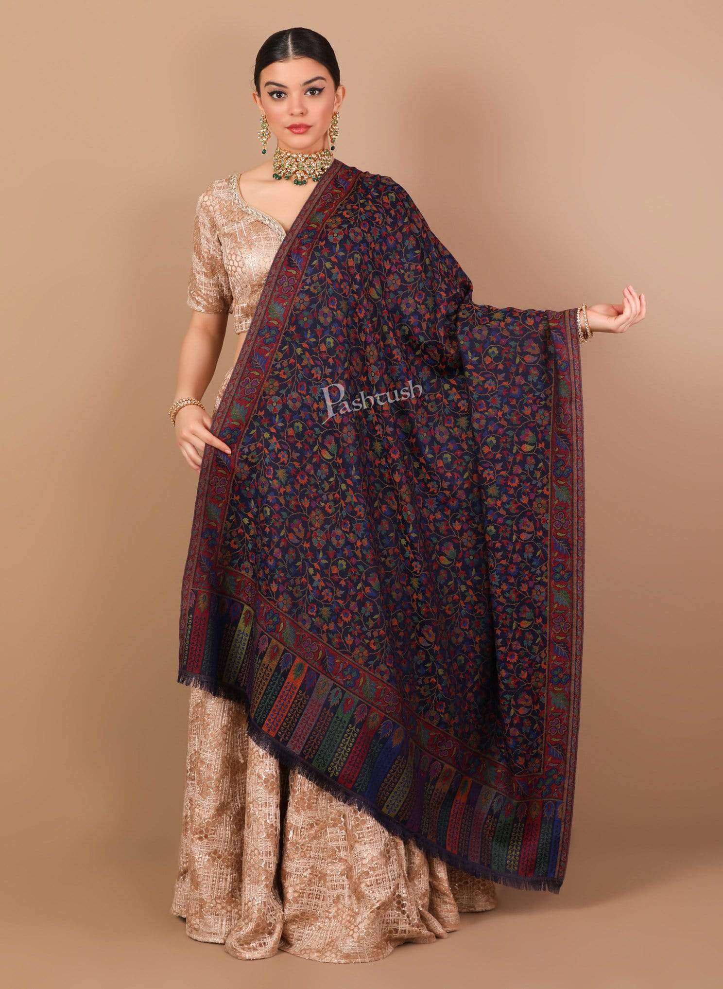 Pashtush India 100x200 Pashtush Womens Kaani Shawl, Faux Pashmina, Soft and Warm, Multi coloured