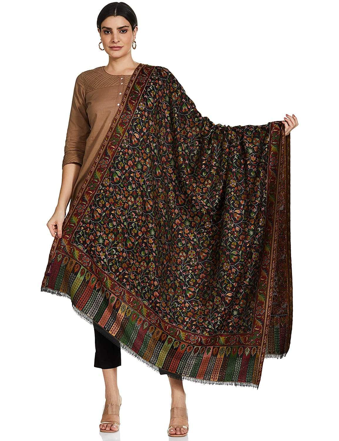 Pashtush India 100x200 Pashtush Womens Kaani Shawl, Faux Pashmina, Soft and Warm, Multi coloured