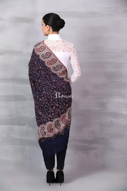 Pashtush India 100x200 Pashtush Womens Kaani Shawl, Faux Pashmina, Soft and Warm, navy Blue