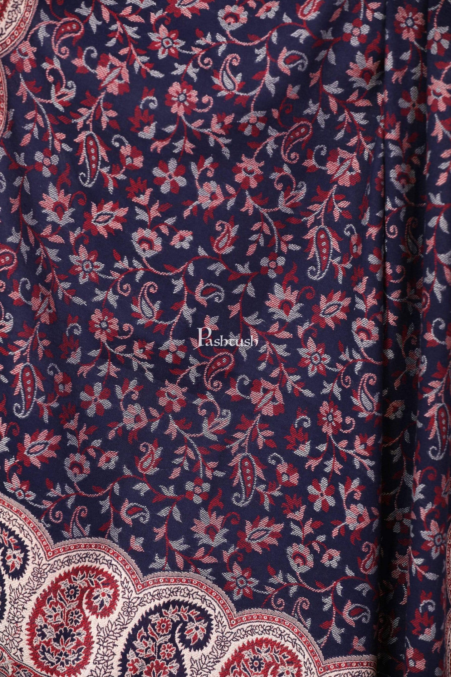 Pashtush India 100x200 Pashtush Womens Kaani Shawl, Faux Pashmina, Soft and Warm, navy Blue