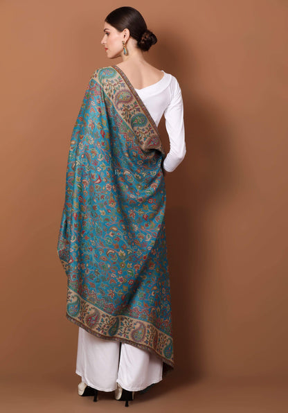 Pashtush India 100x200 Pashtush Womens Kaani Shawl, Faux Pashmina, Soft and Warm, paradise blue