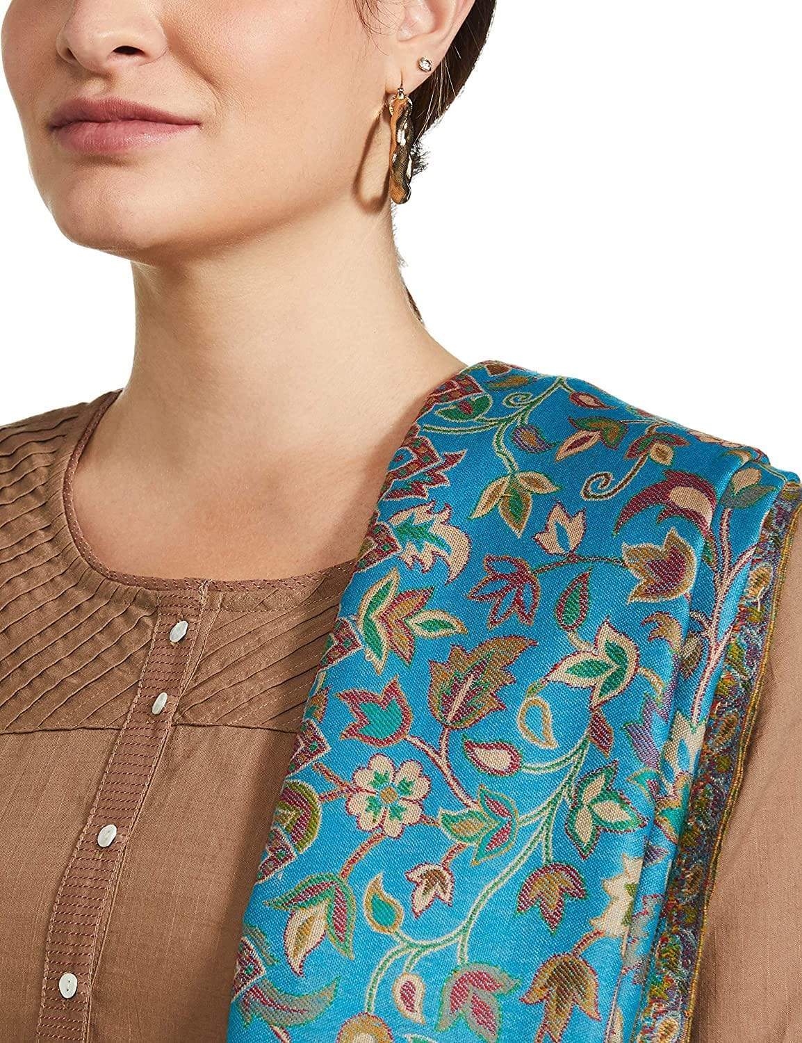 Pashtush India 100x200 Pashtush Womens Kaani Shawl, Faux Pashmina, Soft and Warm, paradise blue