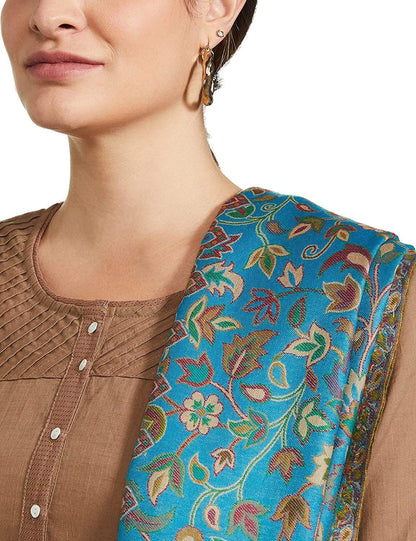 Pashtush India 100x200 Pashtush Womens Kaani Shawl, Faux Pashmina, Soft and Warm, paradise blue