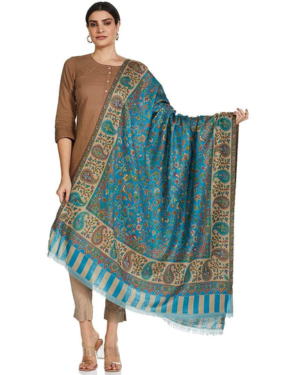 Pashtush India 100x200 Pashtush Womens Kaani Shawl, Faux Pashmina, Soft and Warm, paradise blue