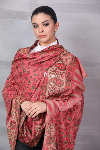 Pashtush India 100x200 Pashtush Womens Kaani Shawl, Faux Pashmina, Soft and Warm, Pink