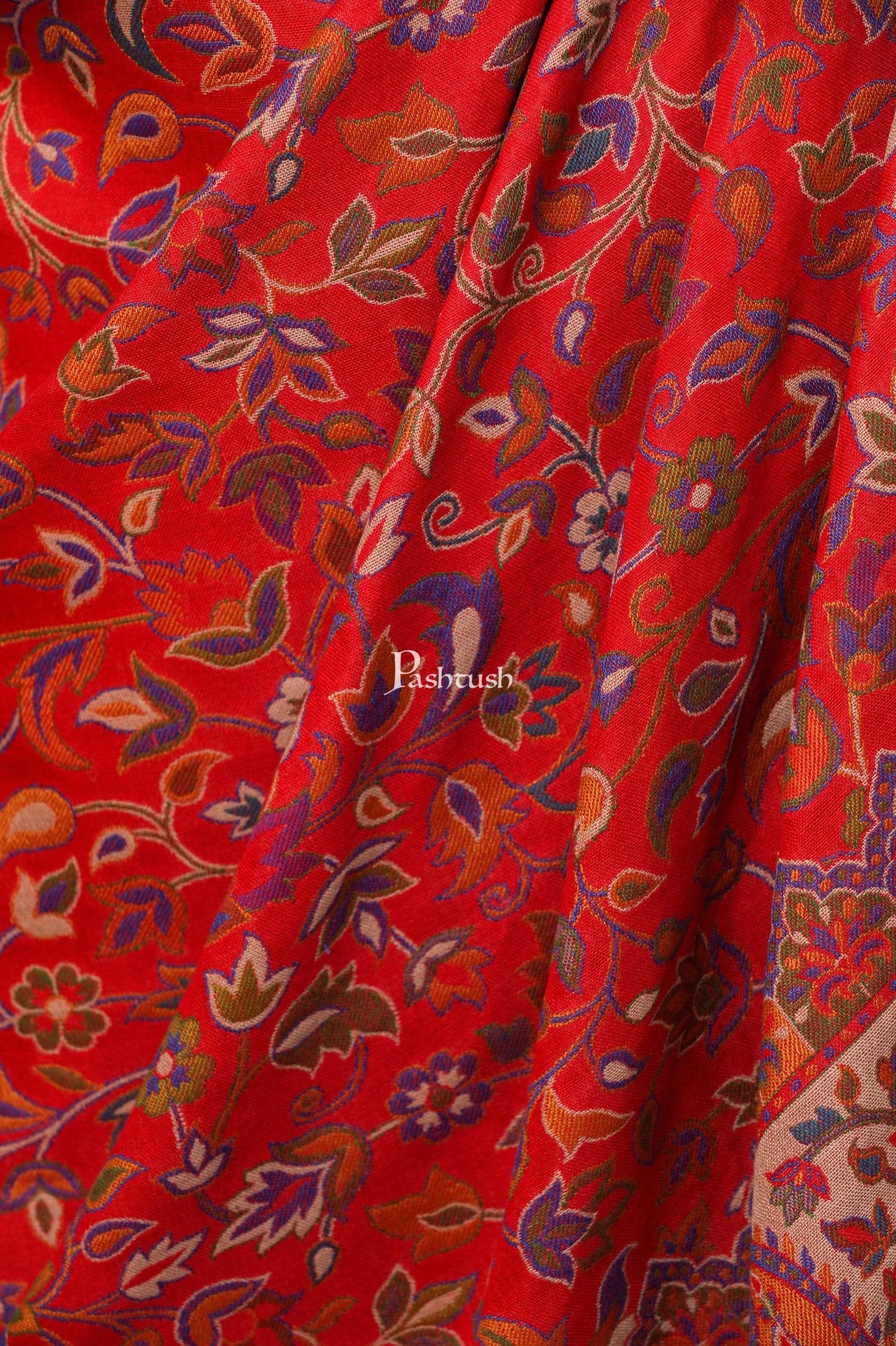 Pashtush Shawl Store Shawl Pashtush Womens Kaani Shawl, Faux Pashmina, Soft and Warm, Red