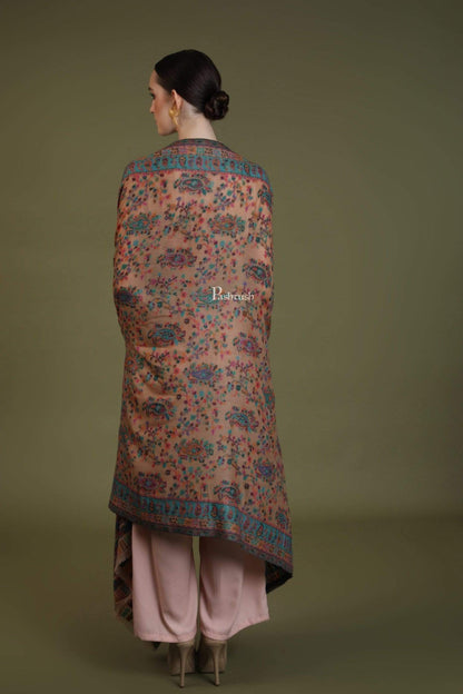 Pashtush India 100x200 Pashtush Womens Kaani Shawl, Pastel Coloured Weave, Pure Wool, Woolmark Certificate