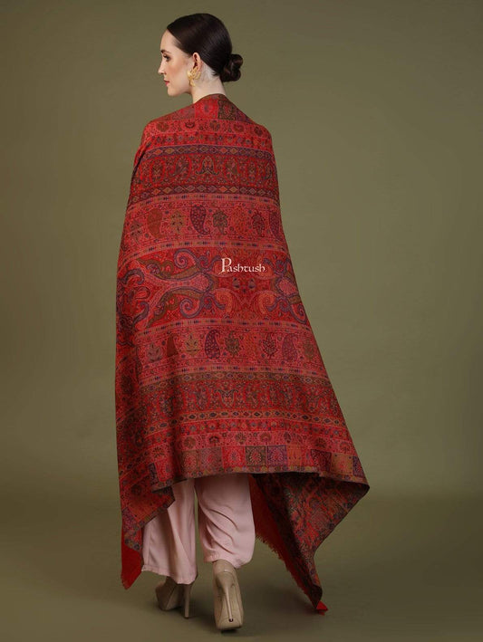 Pashtush India 100x200 Pashtush Womens Kaani Shawl, Pastel Coloured Weave, Pure Wool, Woolmark Certificate