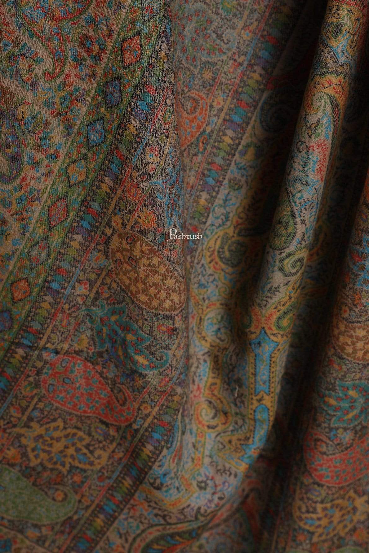 Pashtush India 100x200 Pashtush Womens Kaani Shawl, Pastel Coloured Weave, Pure Wool, Woolmark Certificate