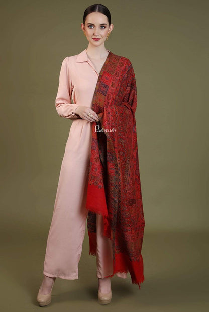 Pashtush India 100x200 Pashtush Womens Kaani Shawl, Pastel Coloured Weave, Pure Wool, Woolmark Certificate