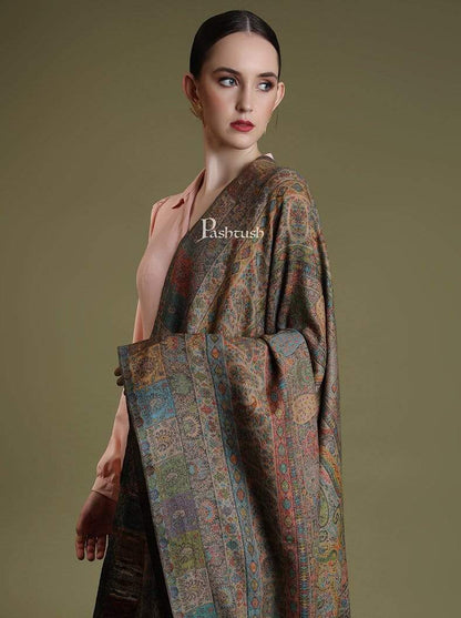 Pashtush India 100x200 Pashtush Womens Kaani Shawl, Pastel Coloured Weave, Pure Wool, Woolmark Certificate