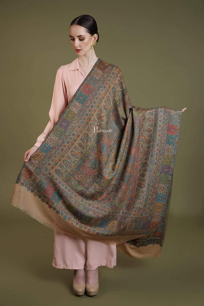 Pashtush India 100x200 Pashtush Womens Kaani Shawl, Pastel Coloured Weave, Pure Wool, Woolmark Certificate