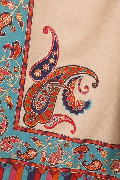 Pashtush India 114x228 Pashtush Womens Kalamkari Embroidery Shawl, Fine Wool Shawls, Medium