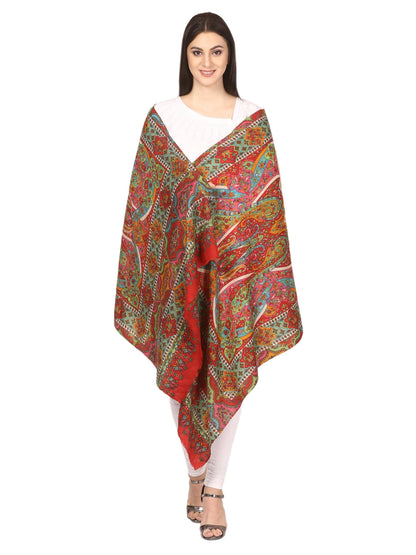 Pashtush India Shawl Pashtush Womens Kalamkari Fine Wool Hand Printed Stole Scarf