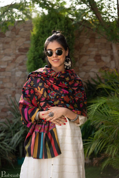 Pashtush India 70x200 Pashtush Womens Kalamkari Fine Wool Hand Printed Stole Scarf