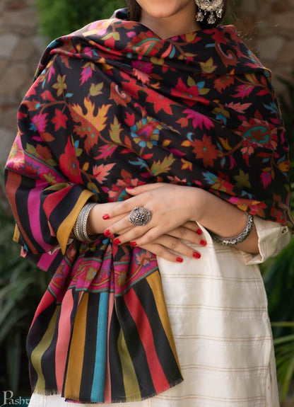 Pashtush India 70x200 Pashtush Womens Kalamkari Fine Wool Hand Printed Stole Scarf