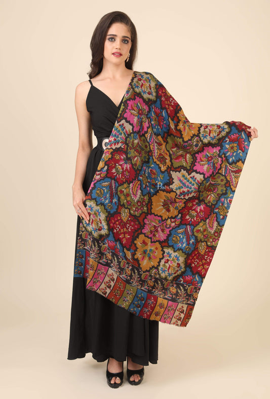 Pashtush India 70x200 Pashtush Womens Kalamkari Fine Wool Hand Printed Stole Scarf
