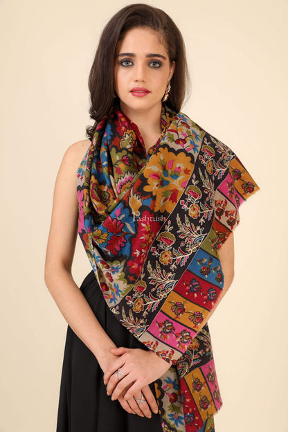 Pashtush India 70x200 Pashtush Womens Kalamkari Fine Wool Hand Printed Stole Scarf
