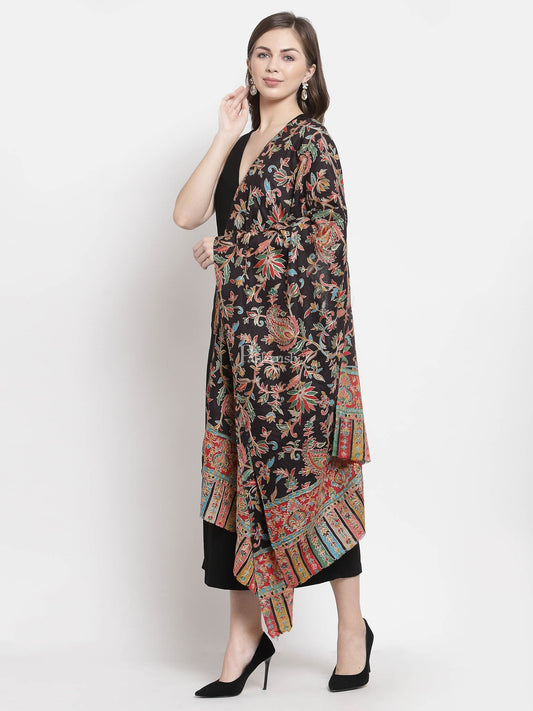 Pashtush India Womens Stoles and Scarves Scarf Pashtush Womens Kalamkari Fine Wool Hand Printed Stole Scarf