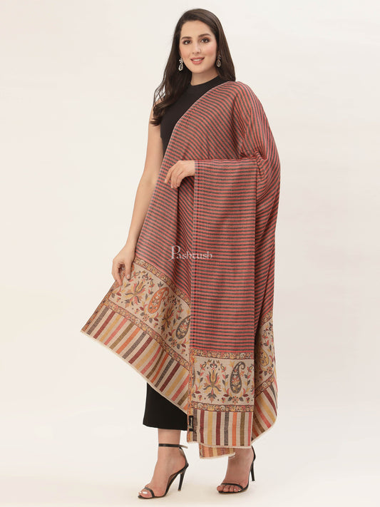 Pashtush India Womens Shawls Pashtush Womens Kalamkari Outline Embroidery Shawl, Multicoloured