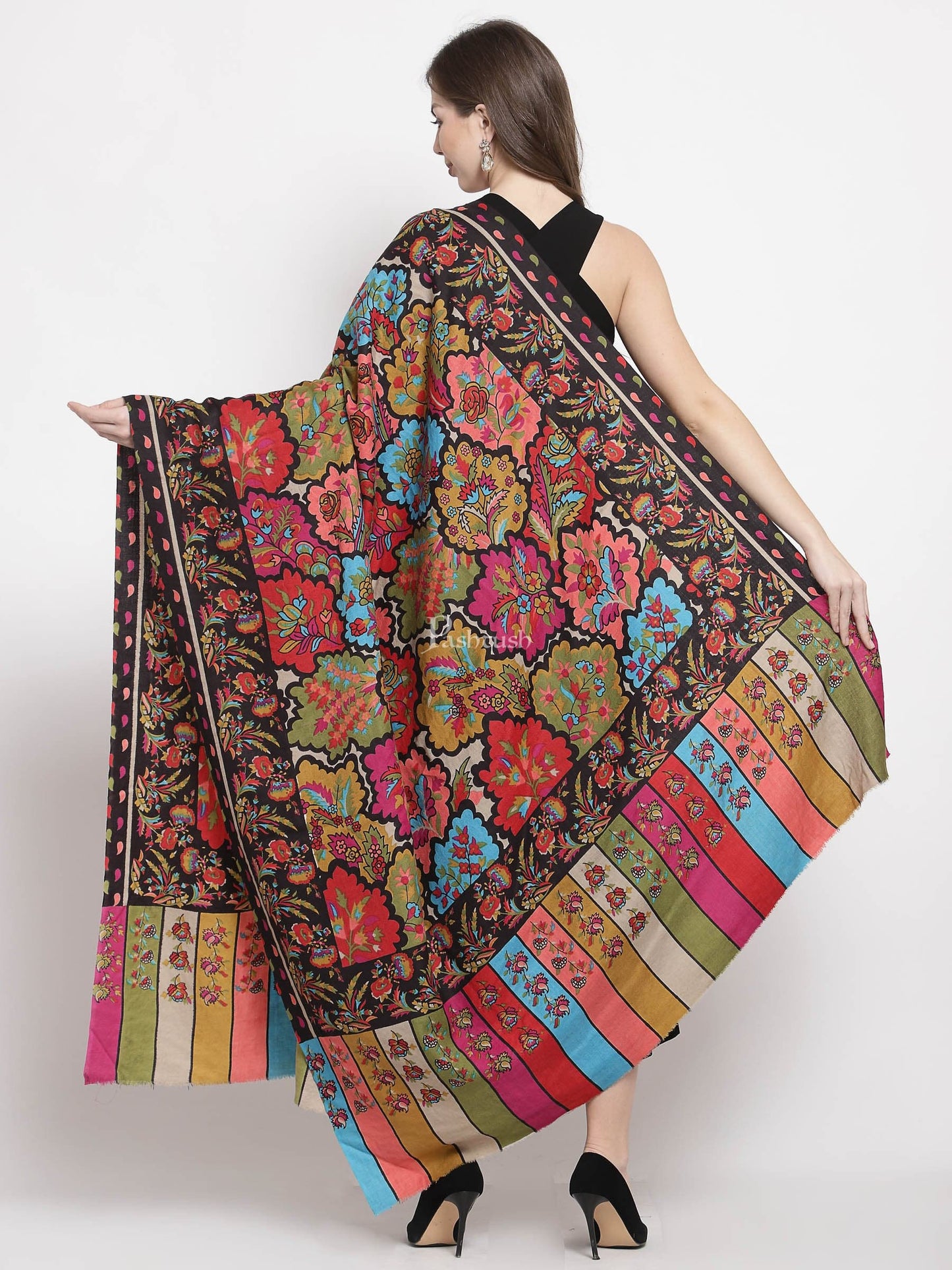 Pashtush India Womens Shawls Pashtush Womens Kalamkari Printed Shawl, Medium, Thick And Warm