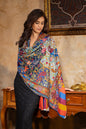 Pashtush India Womens Stoles and Scarves Scarf Pashtush Womens Kalamkari Shawl, Extra Fine Wool Shawl, Multicolour
