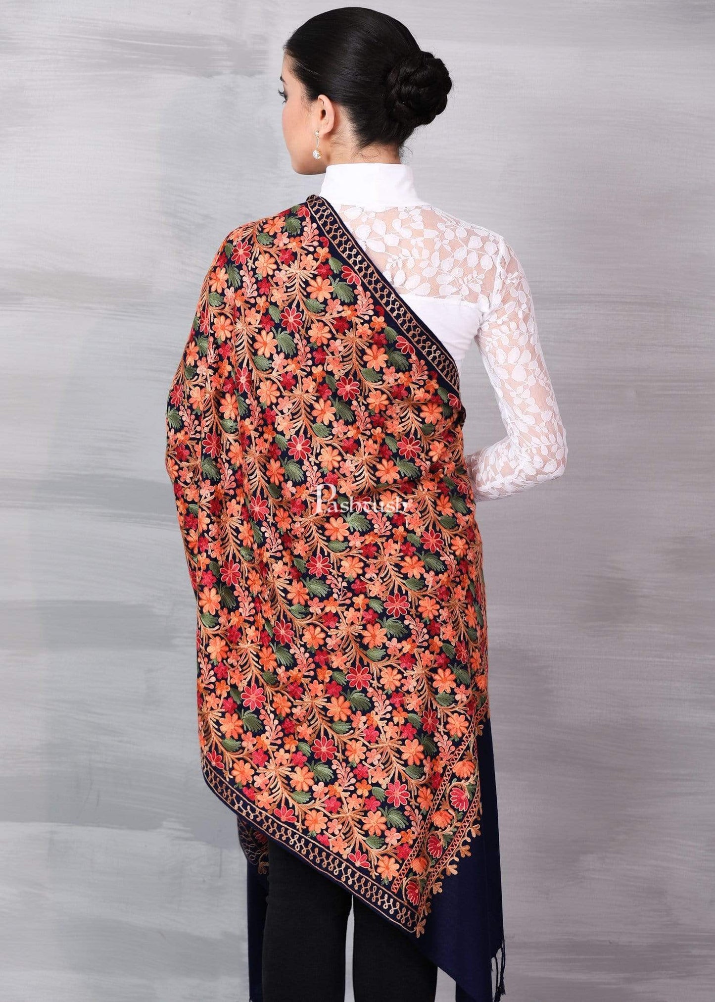 Pashtush Store Stole Pashtush Womens Kashmiri Aari Embroidery Stole, Soft and Warm