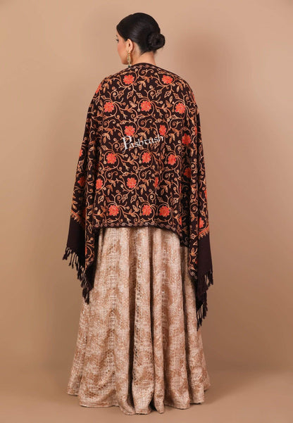 Pashtush India 70x200 Pashtush Womens Kashmiri Aari Embroidery, Woollen Stole