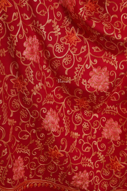 Pashtush India 70x200 Pashtush Womens Kashmiri Aari Embroidery, Woollen Stole