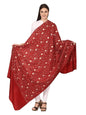 Pashtush Womens Embroidery Jaal Shawl, Fine Wool, Maroon