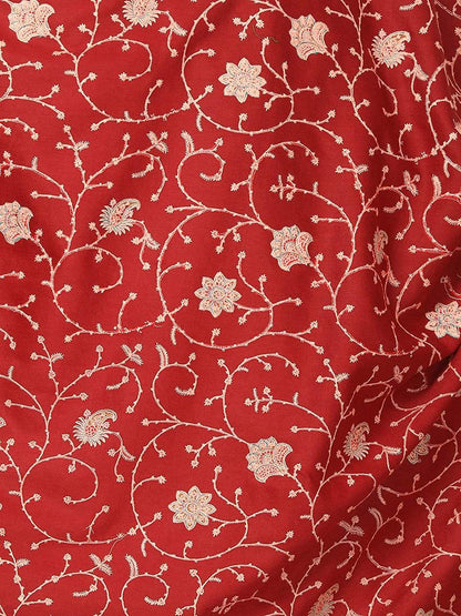 Pashtush Womens Embroidery Jaal Shawl, Fine Wool, Maroon
