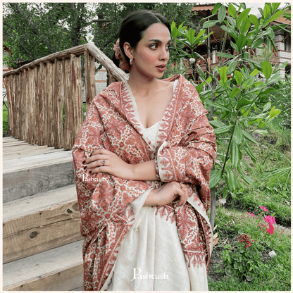 Pashtush India 100x200 Pashtush Womens Kashmiri Embroidery Jaal Jamawar Shawl, Intricate Heritage Collection