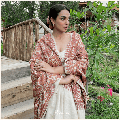 Pashtush India 100x200 Pashtush Womens Kashmiri Embroidery Jaal Jamawar Shawl, Intricate Heritage Collection
