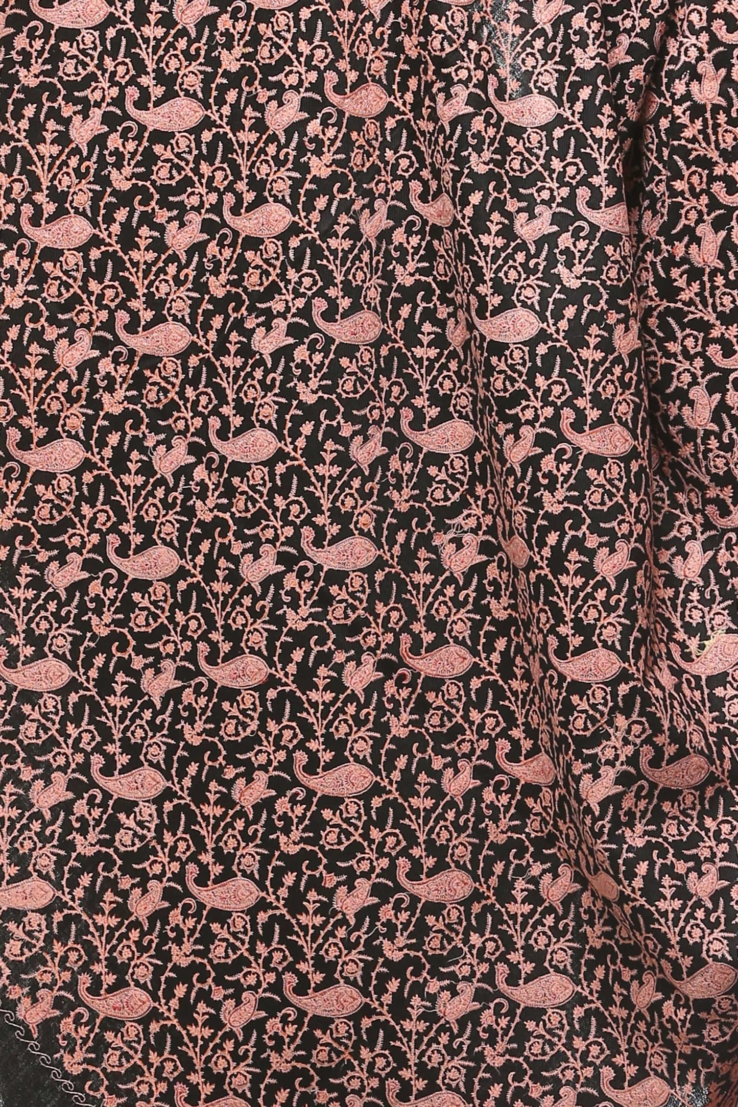 Pashtush India 100x200 Pashtush Womens Kashmiri Embroidery Shawl, Heavy Design, Silk Thread Needlework, Black