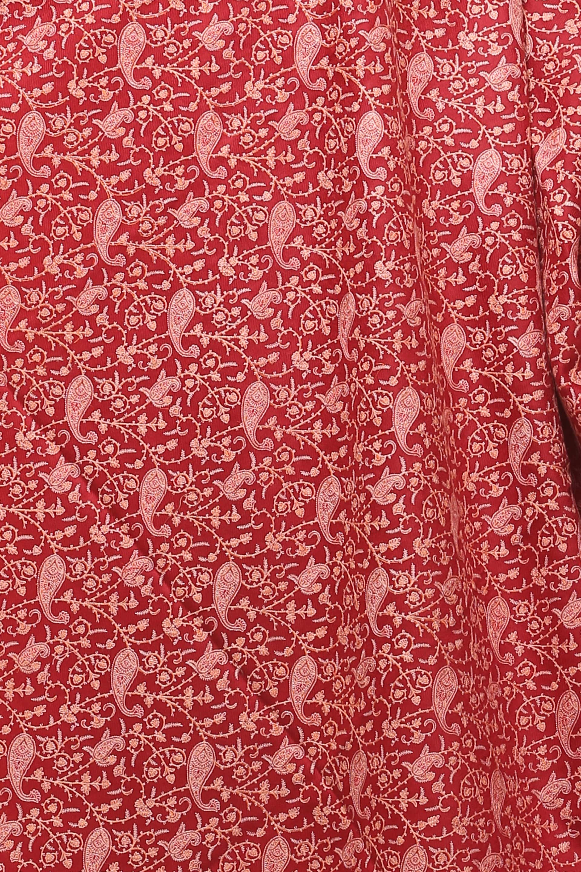 Pashtush India Shawl Pashtush Womens Kashmiri Embroidery Shawl, Heavy Design, Silk Thread Needlework, Maroon