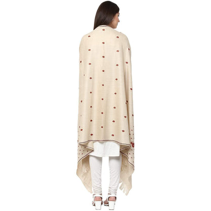 Pashtush Womens Embroidery Shawl, Light Weight And Warm, white